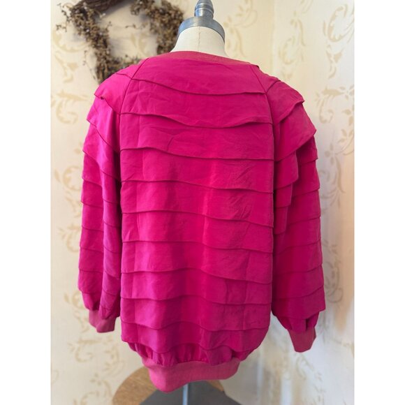 Bonnie Boerer 100% Silk Beautiful Hot Pink Ruffle Blouse/Top Ladies Small - Picture 4 of 5